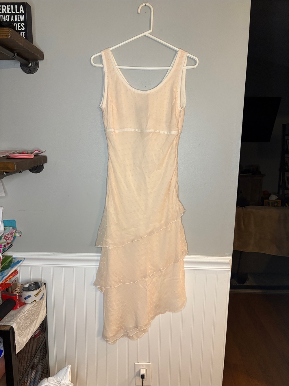 Giorgio Armani Peach Sleeveless High-Low Layered Cocktail Dress
